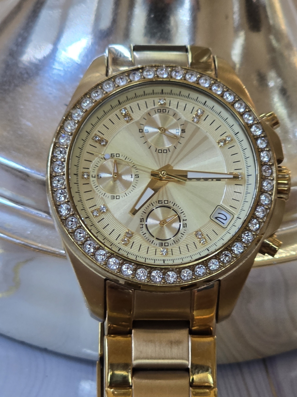 Fossil Gold Crystal-Accent Women’s Bracelet Watch